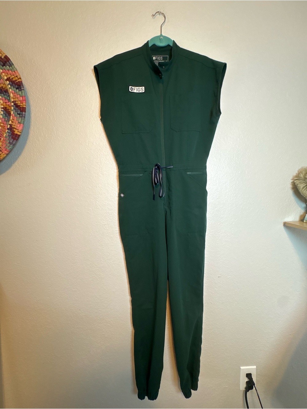 Figs Rafaela Cargo Scrub Jumpsuits Green British Racing PO 4985
